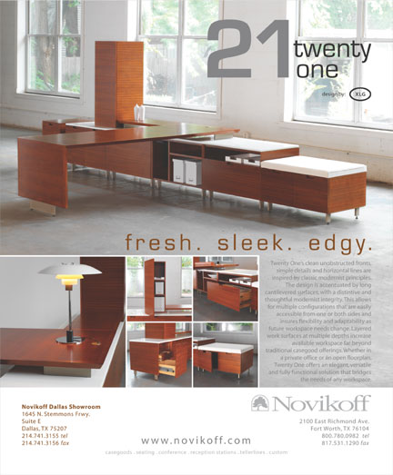 An advertisement for a furniture line named Twenty One